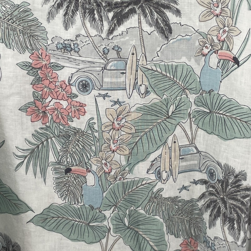 C&C California Dress Size S Linen Tropical Print Sleeveless Shift Pockets Beach - Picture 4 of 7